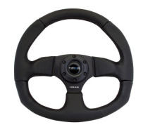 NRG Sportratt Läder ''Racestyle'' med Svarta Sömmar / Platt Botten